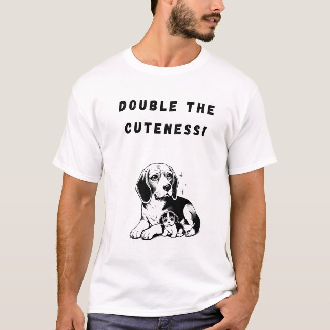 T-shirt Double la gentillesse ! Chien drôle (Devant)