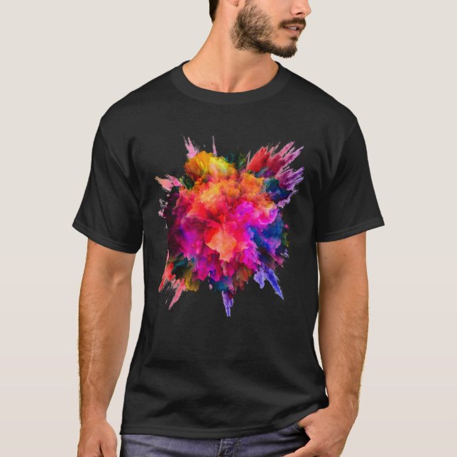 T-shirt Double Paint Splash Ultra Vivid Bright Design (Devant)