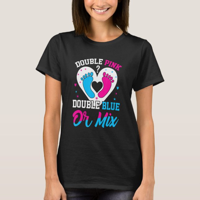 T-shirt Double Pink Double Blue Mix Twin Gender Announceme (Devant)
