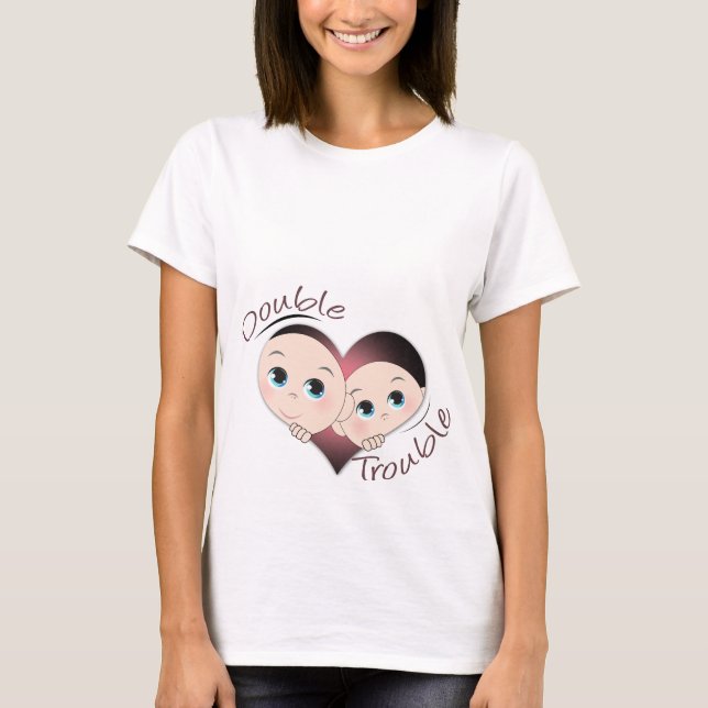 T-shirt Double problème de coeur Twins (Devant)