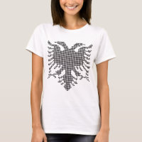 Double tête aigle albanais silhouette pointillée