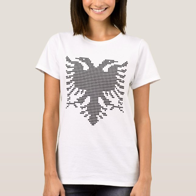 T-shirt Double tête aigle albanais silhouette pointillée (Devant)