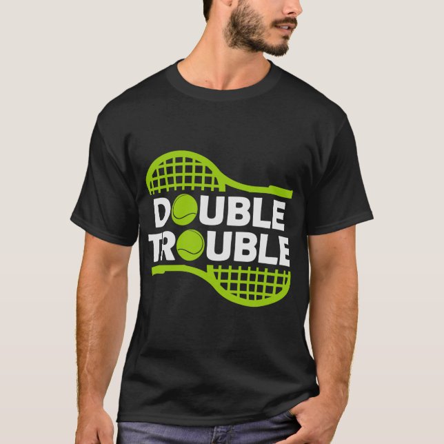 T-shirt Double-Trouble-Funny-Tennis (Devant)