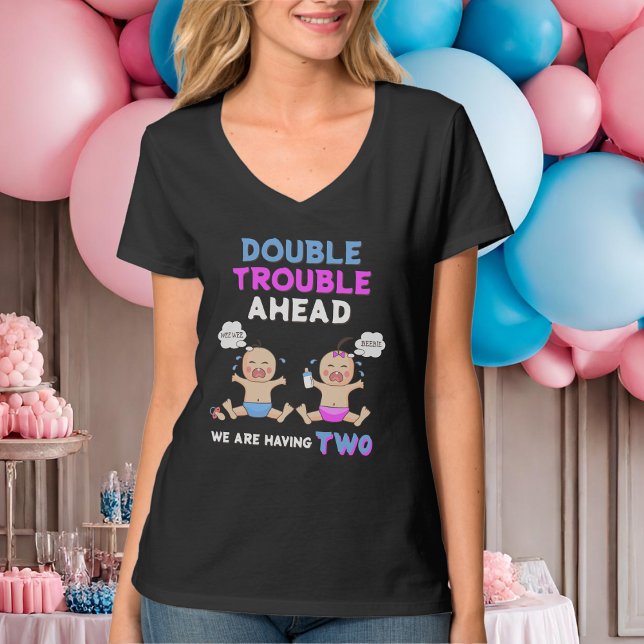 T-shirt Double Trouble Twin Boy & Girl Maman à être (Créateur téléchargé)