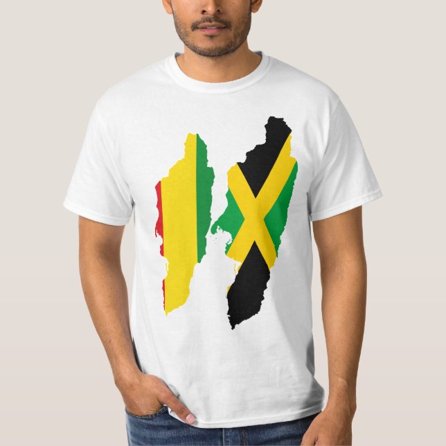 T-shirt Doubles coeurs, Jamaïque et Rasta/Ethiopie (Devant)