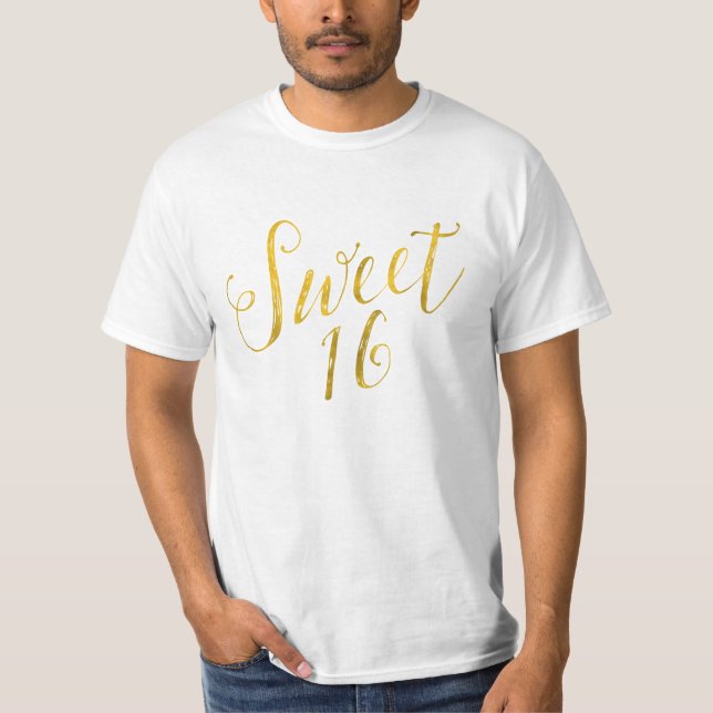 T-shirt Douce 16 Citation Faux Gold Foil Modèle (Devant)