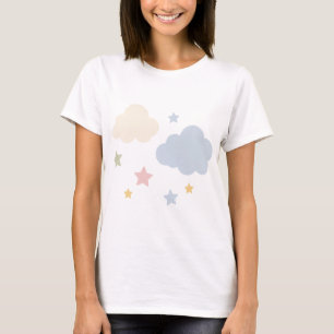 T-shirt Douce Baby Shower Nuages et Étoiles Pastel