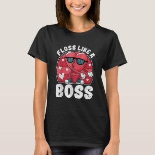 T-shirt Douce Fleur De Coeur Flossant Comme Un Ventilateur