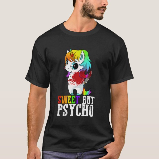 T-shirt Douce Mais Psycho Humour Maman Horreur Goth Punk (Devant)