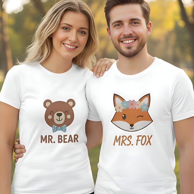 T-shirt Douce Mme Fox Femmes Couples Assortis (Créateur téléchargé)