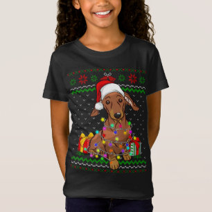 T-Shirt Douce moche lumières de Noël Dachshund Amoureux de