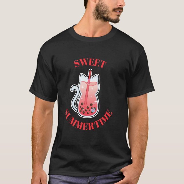 T-shirt Douce Pastèque de Chat de Vacances d'Été (Devant)