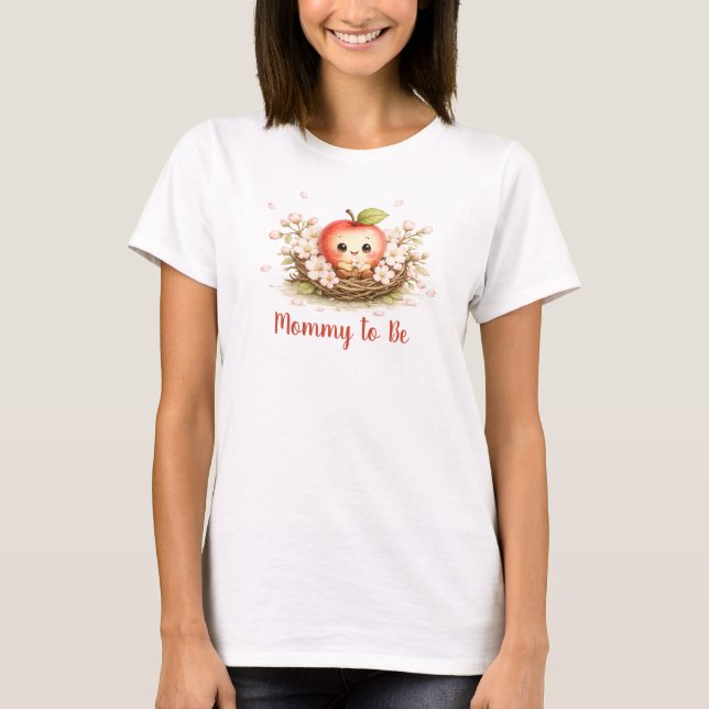 T-shirt Douce petite maman future maman Baby Shower Fleur  (Devant)