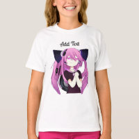 Douce pourpre et noire fille Anime avec oreilles d