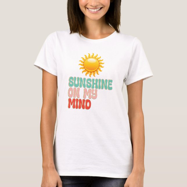T-shirt Douce Rétro Sunshine dans mon esprit Eté Plage (Devant)