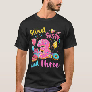 T-shirt Douce sassy et trois 3ème anniversaire donut sucré