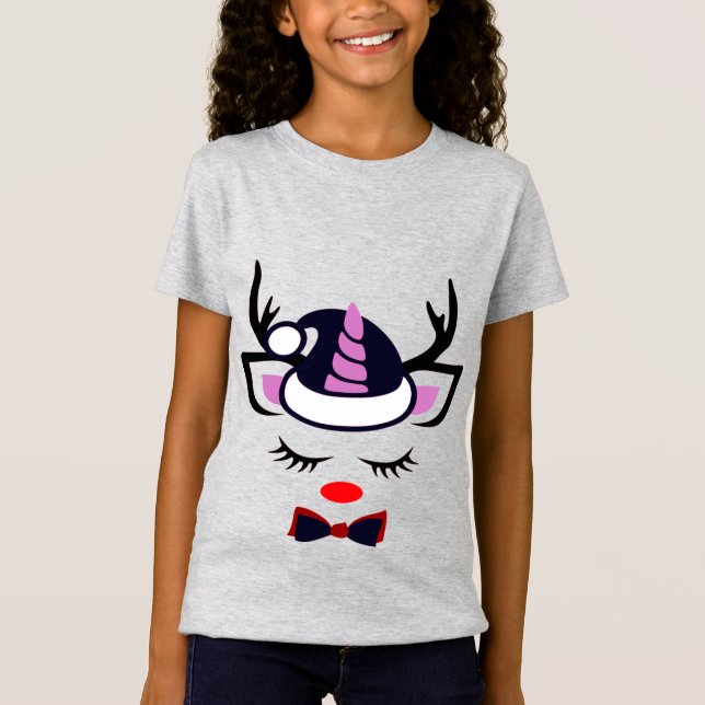 T-Shirt Douce visage de licorne (Devant)