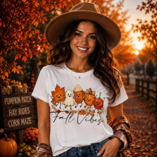 T-shirt Douces Vibrations d'Automne Fantôme Citrouille Lat