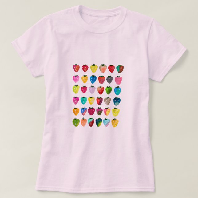 T-shirt Douceur fraise mignonne aquarelle de fruit mignon (Design devant)