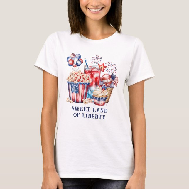 T-shirt Doudures patriotiques et feux d'artifice 4 juillet (Devant)