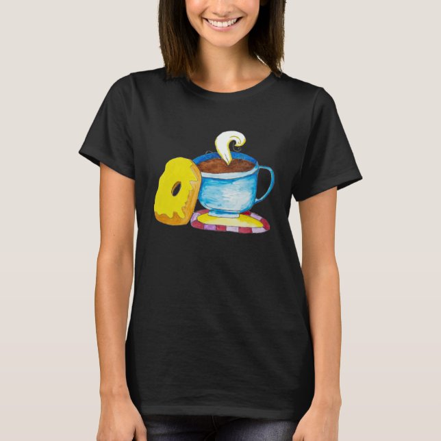 T-shirt Doughnut and a Coffee Hand Drawn (Devant)