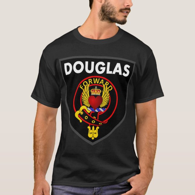 T-shirt Douglas noir T avec logo de Coeur ailé couronné T- (Devant)