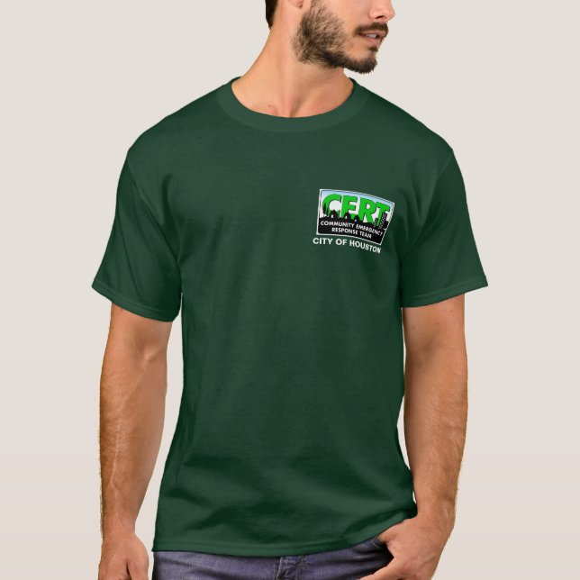 T-shirt Douille de CERT de Houston longue (vert) (Devant)