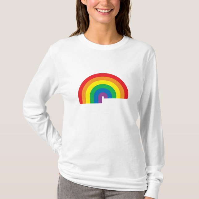 T-shirt Douille de dames d'arc-en-ciel longue (Devant)