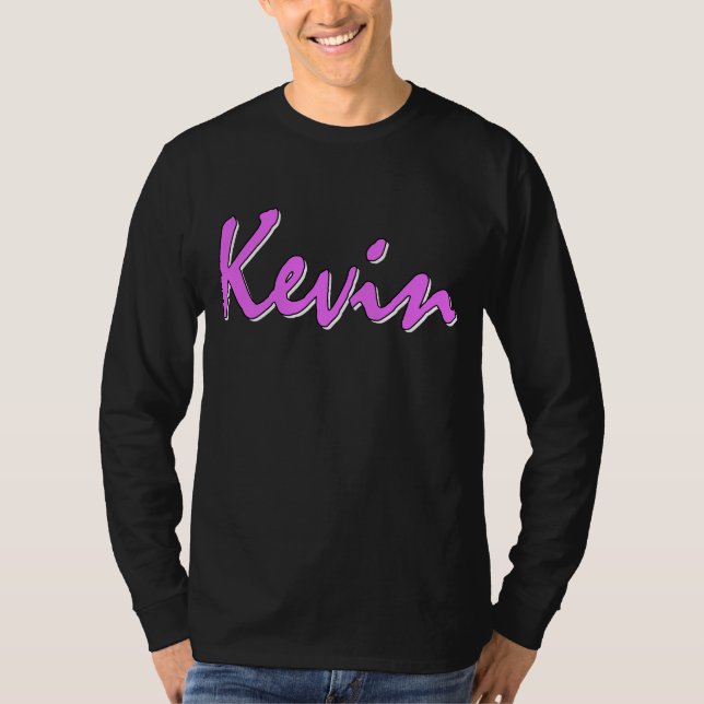 T-shirt Douille de logo rose de Kevin longue (Devant)