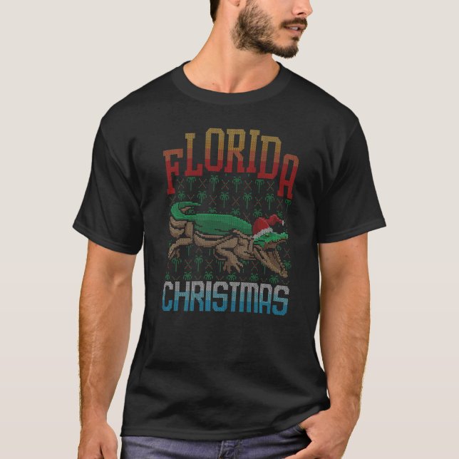 T-shirt Douille de Noël moche Alligator Reptile Floride C (Devant)