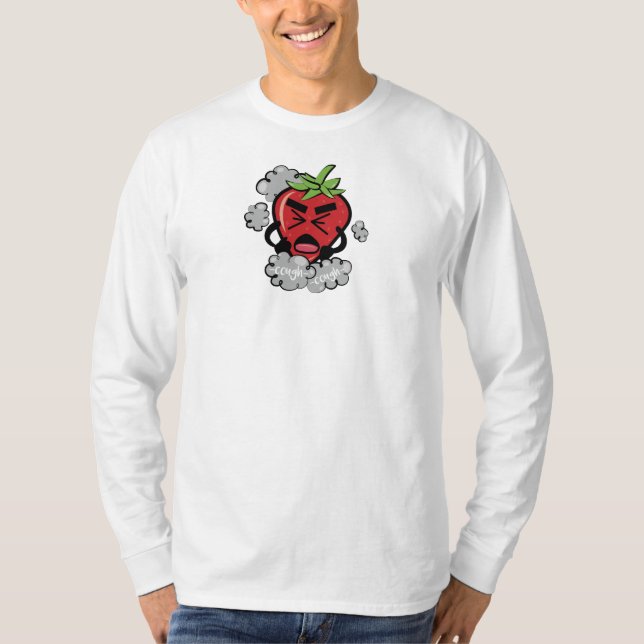 T-shirt Douille d'hommes de toux de fraise longue (Devant)