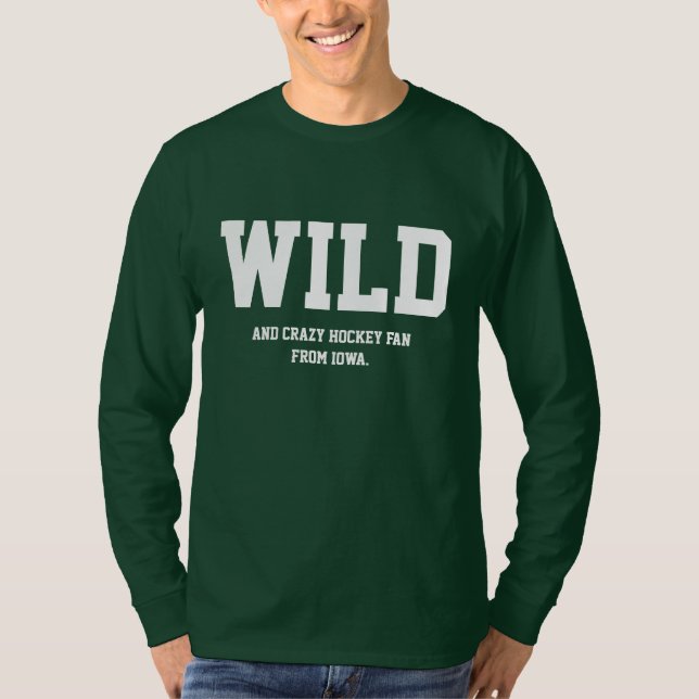 T-shirt Douille folle de fan d'hockey de l'Iowa longue (Devant)