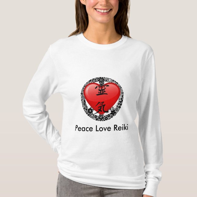 T-shirt Douille-option 2 de Reiki Hoody d'amour de paix (Devant)