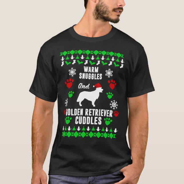 T-shirt Douilles chaudes Golden Retriever Cuddles Noël L (Devant)