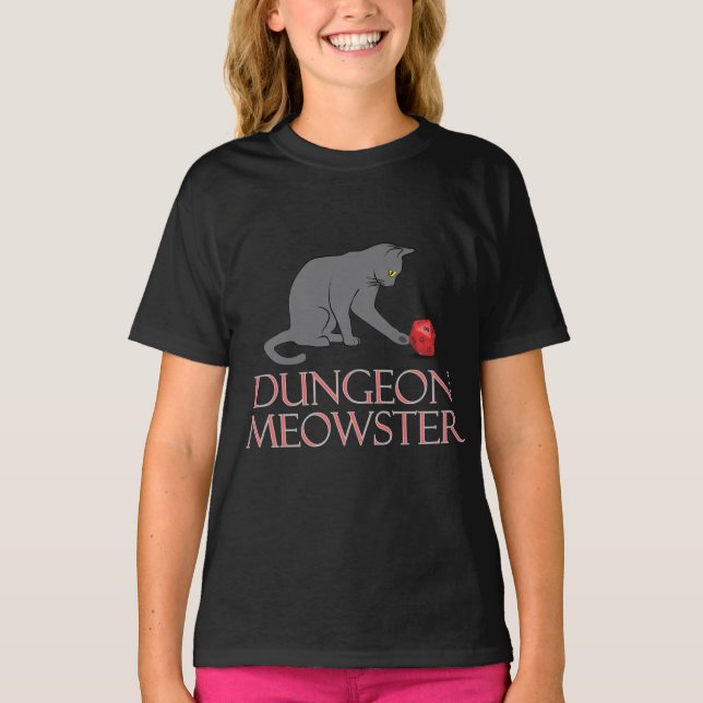 T-shirt Doungeon Meowster Drôle RPG Chat avec dés (Devant)