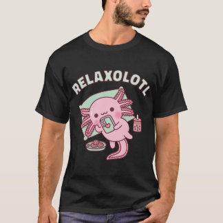T-shirt Doux Axolotl Chilling Avec Téléphone Relaxolotl Fu
