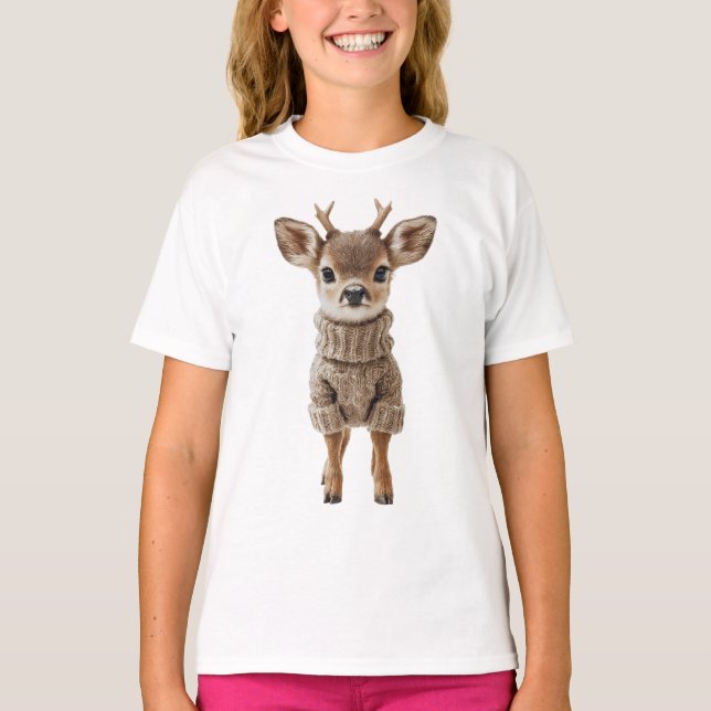 T-shirt Doux bébé faon en pull pour enfants (Devant)