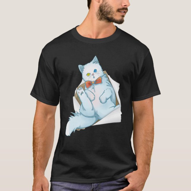 T-shirt Doux Chaton Déchiré Tissu Doux Chat Propriétaire D (Devant)