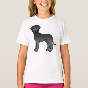 T-shirt Doux chien de dessin animé Grand Danois noir