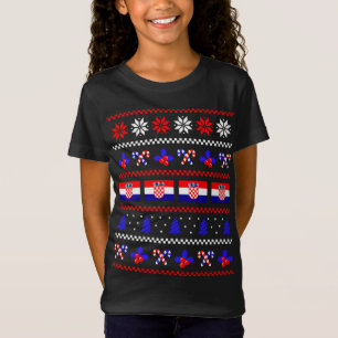 T-Shirt Doux de Noël moche Croatie Drapeau, moitié croate