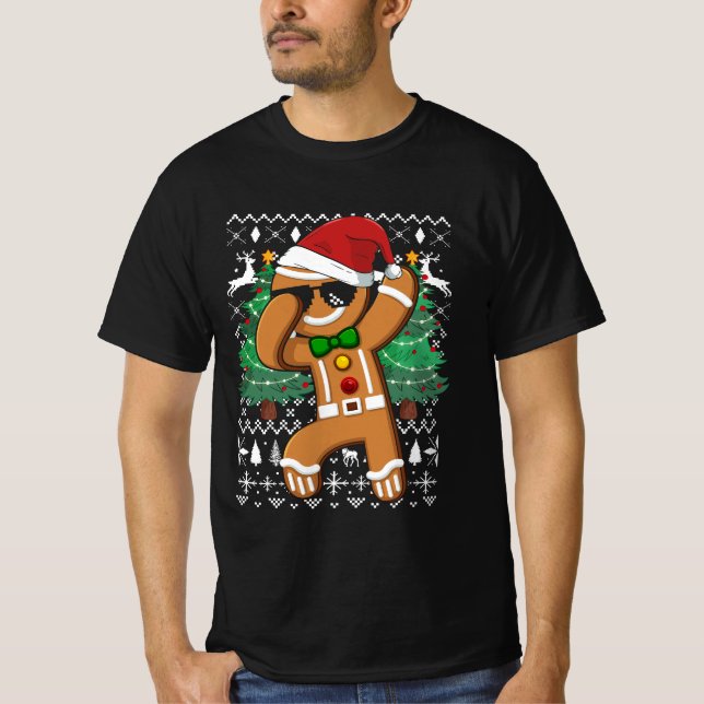 T-shirt Doux de Noël moche Dabbing Gingerbread Homme San (Devant)