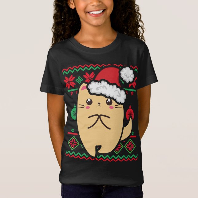 T-Shirt Doux de Noël moche mignon Kawaii Anime Chibi Shy (Devant)