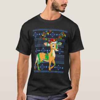 T-shirt Doux de renne moche vacances Noël Lumières Deer Ch