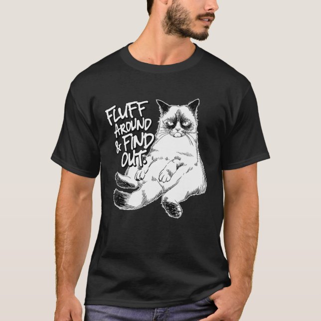 T-shirt Doux drôle à découvrir, chat grincheux, Sar (Devant)