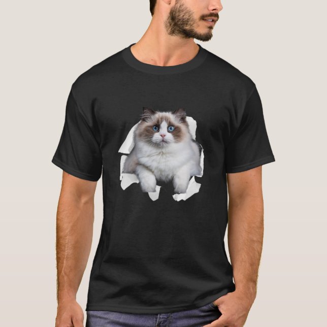 T-shirt Doux Kitten Torn Tissu | Himalayan Ragdoll Birman (Devant)