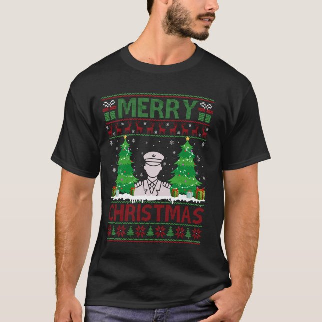 T-shirt Doux moche Arbre de Noël Éclairage Capitaine moche (Devant)