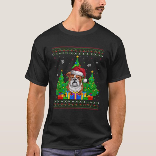 T-shirt Doux moche arbre de Noël Santa Hat Français Bull (Devant)