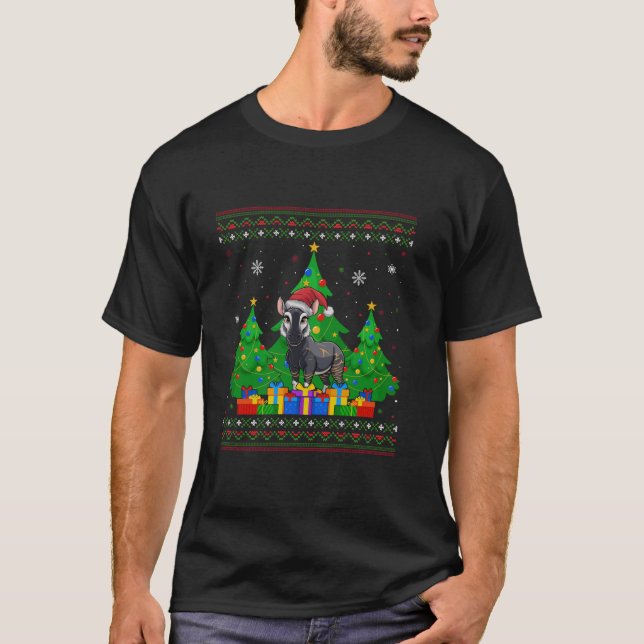 T-shirt Doux moche Arbre de Noël Santa Hat Okapi Noël T (Devant)