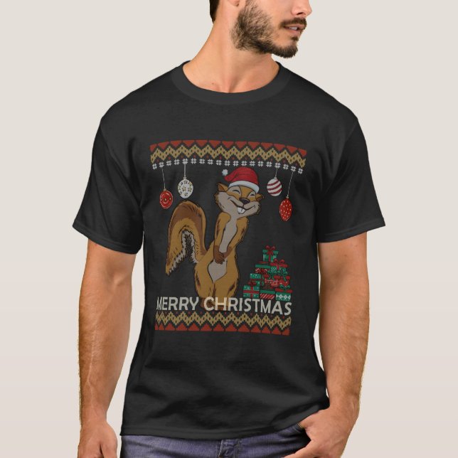 T-shirt Doux moche Joyeux Écureuil Drôle Idée pour Noël (Devant)