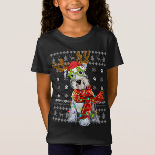 T-Shirt Doux moche lumières de Noël Schnauzer Chien Chien 